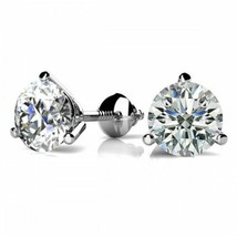 18K White Gold 1.50 CARAT Round Brilliant Cut Martini Screw Back Stud Earrings - £86.08 GBP