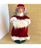 Handmade Mrs Claus Figure Folk Art Doll Red Velour Fur Trim OOAK Holiday - $1,007.65 MXN