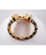 Kenneth Jay Lane Gold Black Brown Double Rams  Bangle Bracelet - £96.83 GBP