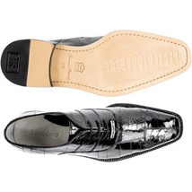 Men Belvedere Mare Genuine OSTRICH Eel Lace Up Black Shoes 2P7 image 4