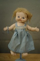Vintage Artisan Soft Sculpture Girl Baby Doll Barbara Sarver 13&quot; Blue Gi... - $836.06 MXN