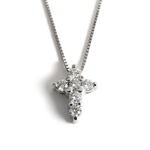 Authenticity Guarantee 
Small Diamond Cross Religious Pendant Necklace 14K Wh... - £795.35 GBP