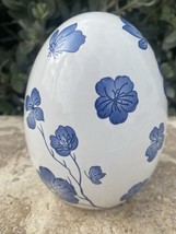 Ceramic Egg Blue And White Decorative Figurine - £14.69 GBP