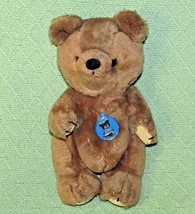 1981 Dakin Teddy Plush Bear Jointed Brown Blue Plastic Tag Suede Paws Vintage - £12.69 GBP