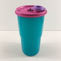 Tupperware 2414A-3 Thirstquake Teal Tumbler Cup 603-4 Pink Lid 564-39 Flip Tab - £14.73 GBP