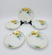 Antique Hand Painted Nippon China Bread Plates w/ Poppy Flowers - Set Of 5  - £19.57 GBP