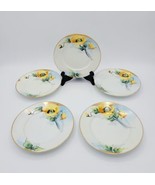 Antique Hand Painted Nippon China Bread Plates w/ Poppy Flowers - Set Of 5  - £19.78 GBP