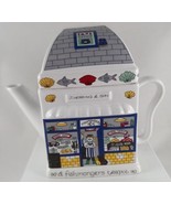 Vintage English Life Tea Pot  Fish Monger  Hand Painted Porcelain WADE E... - $40.56 CAD