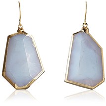 Janna Conner 18K Gold Plated Blue Lace Agate Shepherds Hook Earrings NWT - $24.95