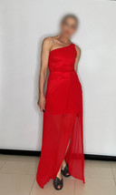 Bebe Party Dress Beautiful Red One Shoulder - $199.03