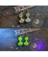 Czech Uranium glass earring vaseline glass beads vintage jewelry #24083 - $397.96 MXN