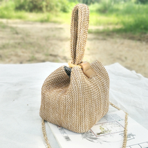 Brand Straw Bags for Women Beach Bag Personality Crossbody Lock Handbag Lady Vin - £23.25 GBP