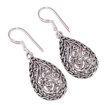 No Stone 925 Silver Overlay Handmade Artisan Design Drop Dangle Filigree... - $8.95
