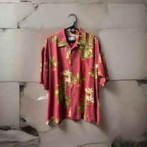 Seven Palm Brand Short Sleeved Hawaiian Button Front Shirt Mens Size XL Red Silk - £15.39 GBP