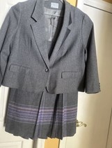 Pendleton Vintage Size 26W Gray With Blue &amp; Pink Stripe Kick Pleat Wool  Suit - £23.90 GBP