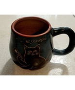 Jose Lopez &quot;Black Cat&quot; Etched Clay Pottery Hand-Made Mug Design and Sign... - $103.57 CAD