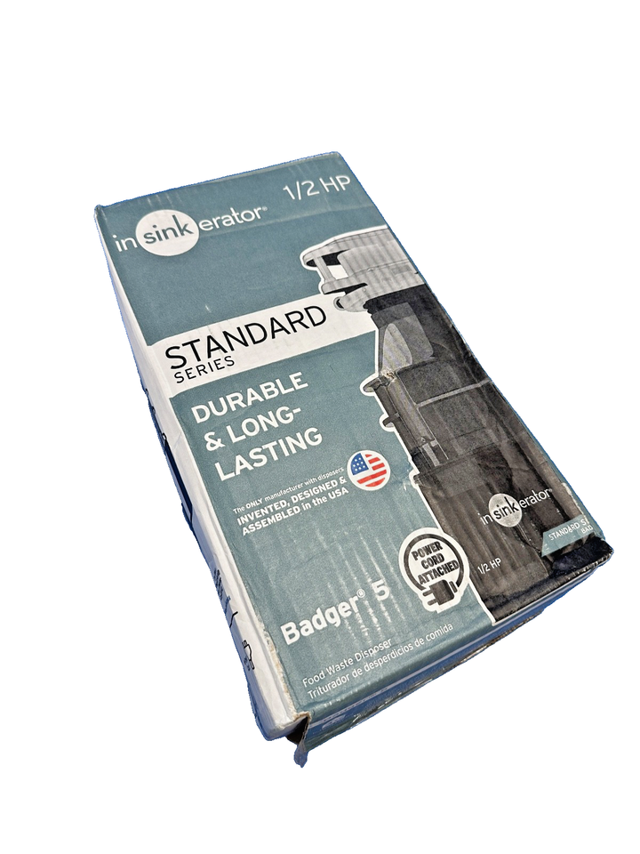 InSinkErator Badger 5 1/2 HP Garbage Disposal w/ Power Cord New, Open Box - $74.24