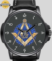 Masonic Square &amp; Compass Art Freemasonry  Unique Wrist Watch FAST UK - $54.99