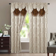 Elegant Comfort Luxurious Beautiful Curtain Panel Set with Attached Valance and  - £27.01 GBP