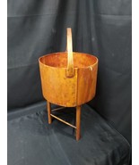 AMAZING Early Primitive Hand Made Wooden Sewing Planter Stand Bucket 3 Legs - $3,751.33 MXN