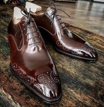 NEW Handmade Men&#39;s New Brown Color shoes, Men&#39;s Designer Lace Up Leather Dress s - £114.10 GBP