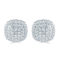 1/2ct tw Diamond Cushion  Cluster Fashion Stud Earring in Sterling Silver - £69.53 GBP