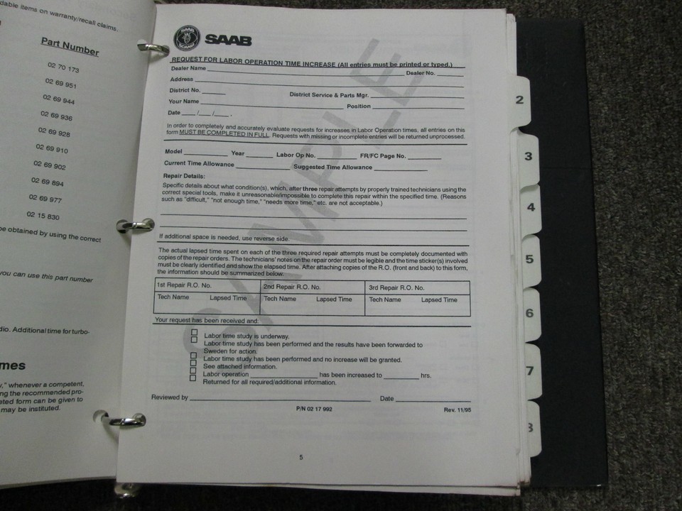 1980s 1990s Saab 900 9000 Failure Code Flat Rate Shop Manual FACTORY OEM DEAL Item image 9