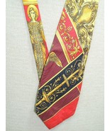 Gianni Versace Italy Neck Tie/Necktie Silk Red Gold Black baroque 60&quot;x3.75&quot; - €88,71 EUR