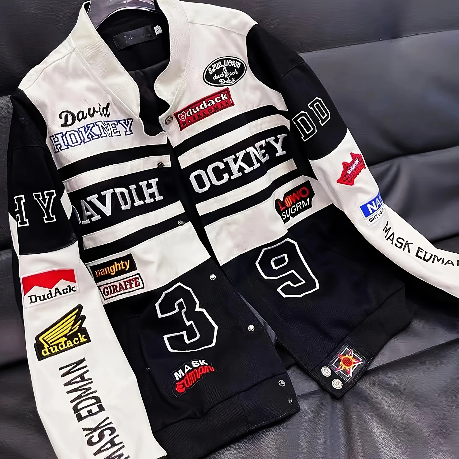 Embroidery Motorcycle Racing Jacket Long Sleeve Top Unisex American Bomb... - $35.00