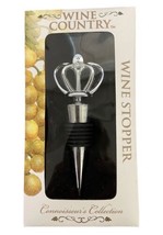 Silver Colored Crown Metal Bottle Stopper  in Box 4.25 inches long - $8.83