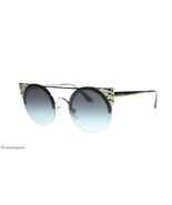 BVLGARI Women's Round Sunglasses BV6088 20188G Black Pale Gold /Grey Len... - $193.03