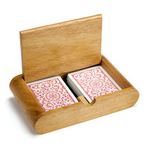 2 Deck (Poker and Bridge Size) Wooden Card Box - £22.01 GBP