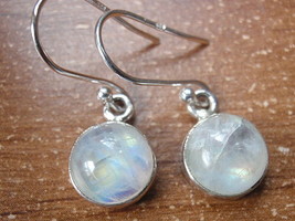 Iridescent Rainbow Moonstone 925 Sterling Silver Dangle Earrings d69a - £35.91 GBP