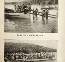 1914 WW1 Print Navy Loading Machine Gun Antique Military Period Collectible - $34.99