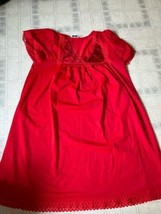 Lipstick Red Kelly Reed Large Nylon Nightgown And Matching Robe Lace Trimmed - £31.66 GBP