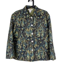 Stonebridge Embroidered Jacket S Womens Wool Blue Green Yellow Swirl Leaf Button - £24.91 GBP
