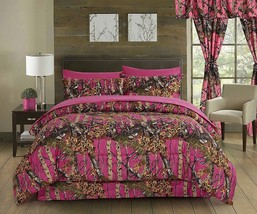 7 pc Queen Size Hi Viz Hot Pink!  Camo King Comforter, Queen Sheets Pillowcases - £83.34 GBP