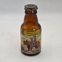 Vintage Mission Texas Souvenir Amber Glass Shaker Bottle Motel Buffalo P... - $14.99