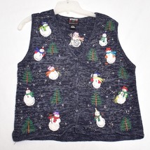 Designer Originals Studio Ho Ho Ho Christmas Sweater Button Up Vest Size... - £13.62 GBP