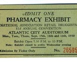 1930 Pharmacy Exhibit Ticket National Association Retail Druggists Atlan... - $27.79