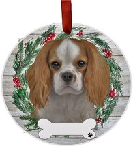 King Charles Cavalier Dog Wreath Ornament Personalizable Christmas Tree Holiday  - £11.27 GBP