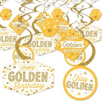 Big Dot of Happiness Golden Birthday - Happy Birthday Party Hanging Deco... - £25.19 GBP