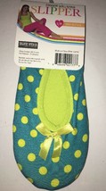 blue Star fashion ballerina house slipper-S/M SZ 6-8-blue with yellow po... - $26.50