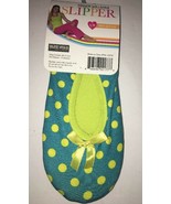 blue Star fashion ballerina house slipper-S/M SZ 6-8-blue with yellow po... - $26.50