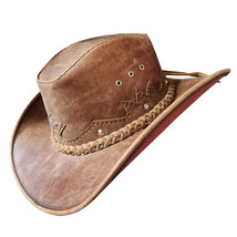 Western Icon Cowboy Crazy Horse Brown Leather Hat - $325.00