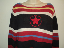 Crazy Horse Liz Claiborne Sweater Pullover Size M Stripes, Long Sleeves - £11.33 GBP