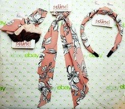 Scunci Scrunchie Set Pink Floral Scrunchie Scarf Headband &amp; Scrunchies New - £14.18 GBP