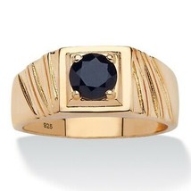 PalmBeach Jewelry Men&#39;s 1.41 TCW Black Sapphire Ring Gold-Plated Sterling Silver - £35.82 GBP