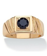 PalmBeach Jewelry Men&#39;s 1.41 TCW Black Sapphire Ring Gold-Plated Sterlin... - £35.51 GBP
