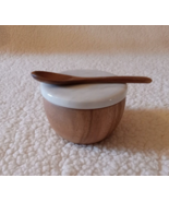 Salt Box with wood  Base and marble Lid - £13.97 GBP